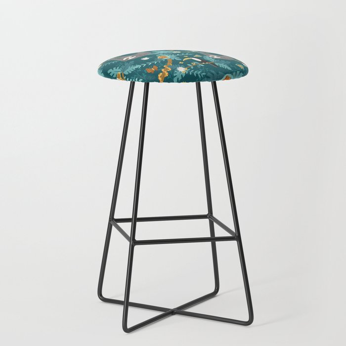 Sloth Hanging in a Teal Forest Stool Gallery Image 1