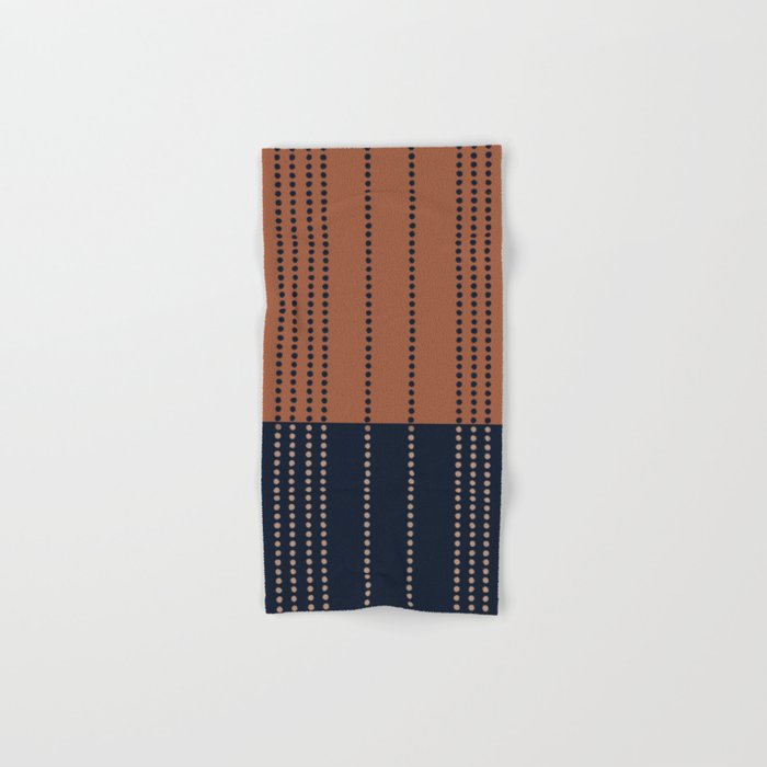 Spotted Stripes, Terracotta and Navy Blue Bath Towel Gallery Image 1