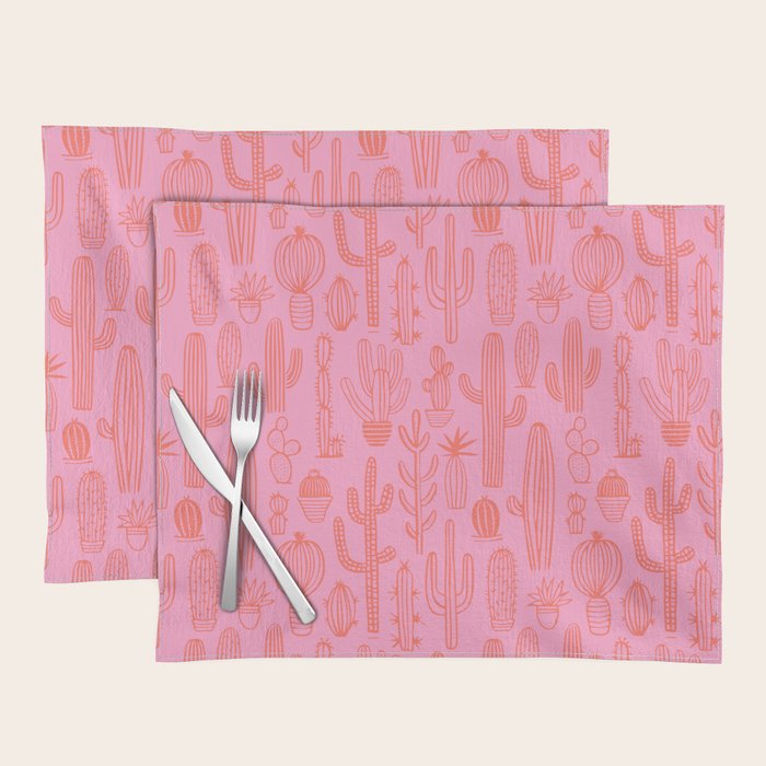 Cactus succulent plant doodle art pattern Placemat Gallery Image 1