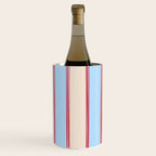 Lined Stripes Vertical Pattern in Cottage Light Blue, Red, and Cream Beige Wine Chiller Gallery Image 1