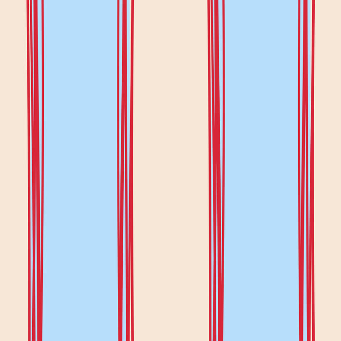 Lined Stripes Vertical Pattern in Cottage Light Blue, Red, and Cream Beige Coffee Mug Gallery Image 2
