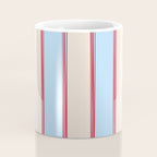 Lined Stripes Vertical Pattern in Cottage Light Blue, Red, and Cream Beige Coffee Mug Gallery Image 4