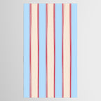 Lined Stripes Vertical Pattern in Cottage Light Blue, Red, and Cream Beige Tablecloth Gallery Image 2