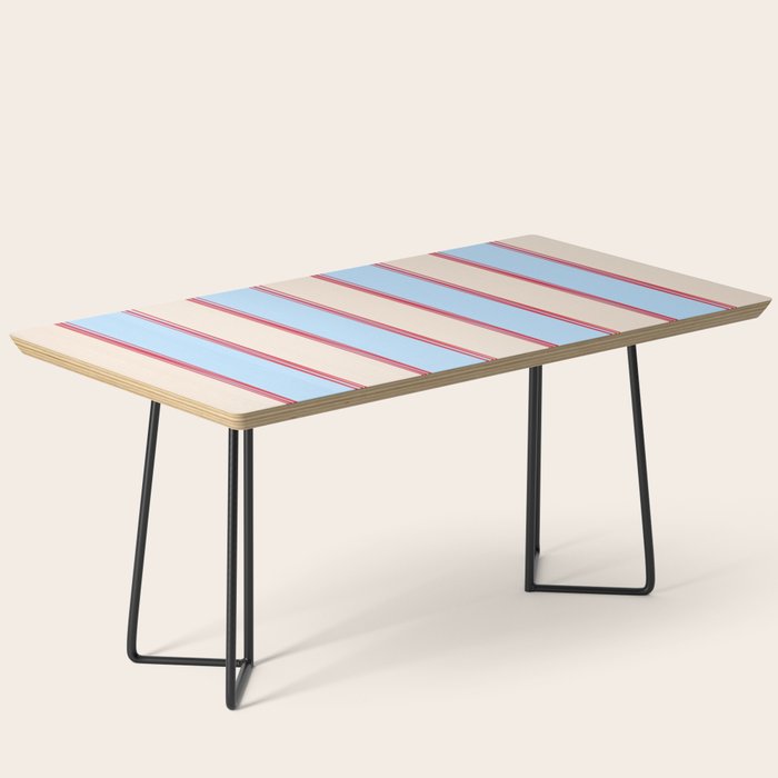 Lined Stripes Vertical Pattern in Cottage Light Blue, Red, and Cream Beige Coffee Table Gallery Image 1
