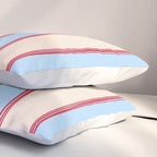 Lined Stripes Vertical Pattern in Cottage Light Blue, Red, and Cream Beige Pillow Sham Gallery Image 3