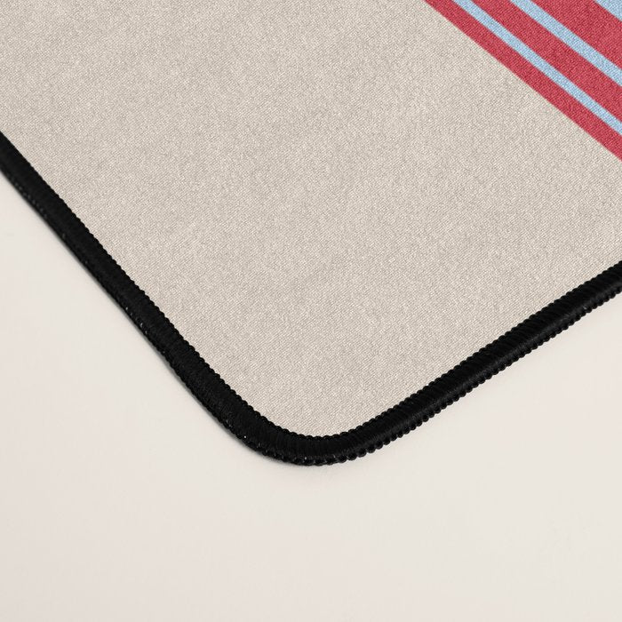 Lined Stripes Vertical Pattern in Cottage Light Blue, Red, and Cream Beige Desk Mat Gallery Image 4