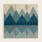 Calming Abstract Geometric Mountains Blue Wood Wall Art Gallery Image 1