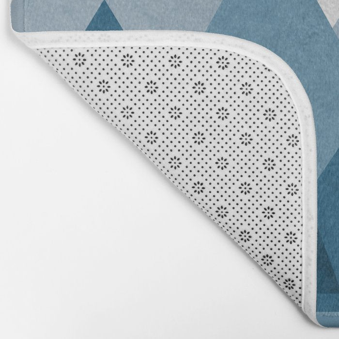 Calming Abstract Geometric Mountains Blue Bath Mat Gallery Image 2