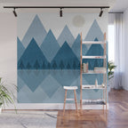 Calming Abstract Geometric Mountains Blue Wall Mural Gallery Image 1