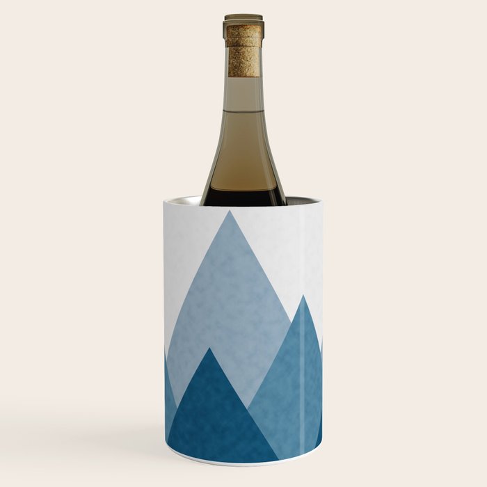 Calming Abstract Geometric Mountains Blue Wine Chiller Gallery Image 2
