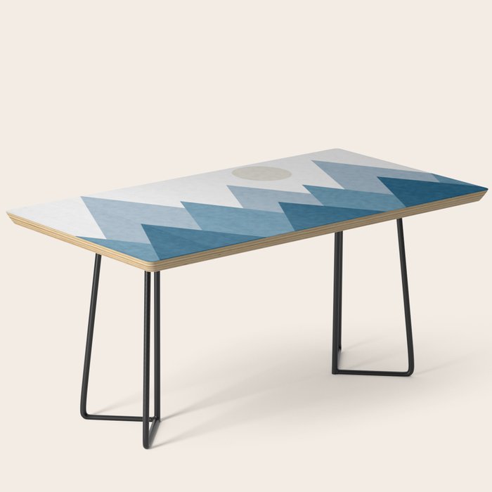 Calming Abstract Geometric Mountains Blue Coffee Table Gallery Image 1