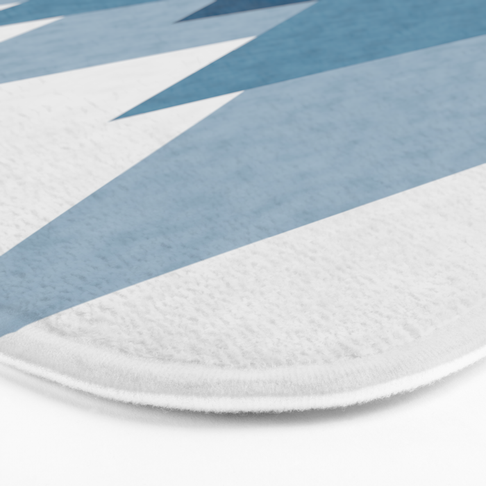 Calming Abstract Geometric Mountains Blue Bath Mat Gallery Image 3