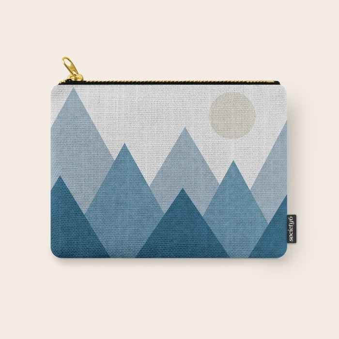 Calming Abstract Geometric Mountains Blue Carry All Pouch Gallery Image 1