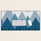 Calming Abstract Geometric Mountains Blue Desk Mat Gallery Image 1