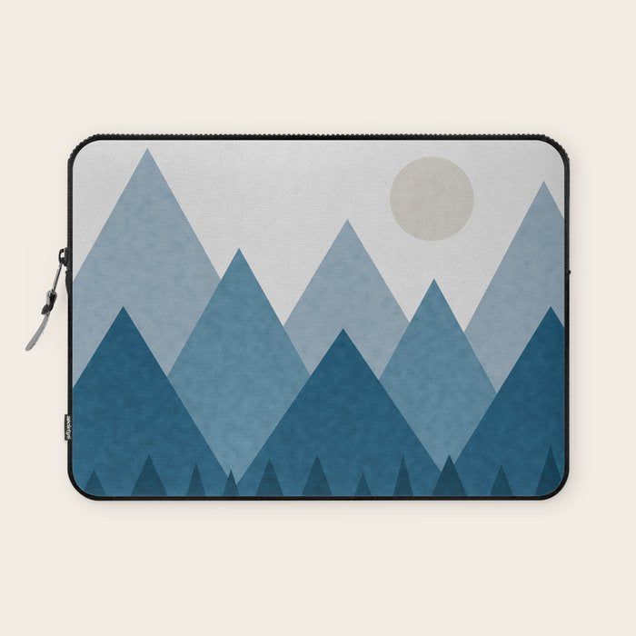 Calming Abstract Geometric Mountains Blue Laptop Sleeve Gallery Image 1