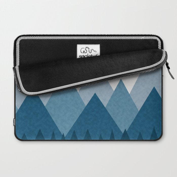 Calming Abstract Geometric Mountains Blue Laptop Sleeve Gallery Image 2