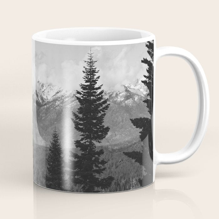 Snow Capped Sierras - Black and White Nature Photography Coffee Mug Gallery Image 1