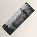 Snow Capped Sierras - Black and White Nature Photography Yoga Mat Gallery Image 1