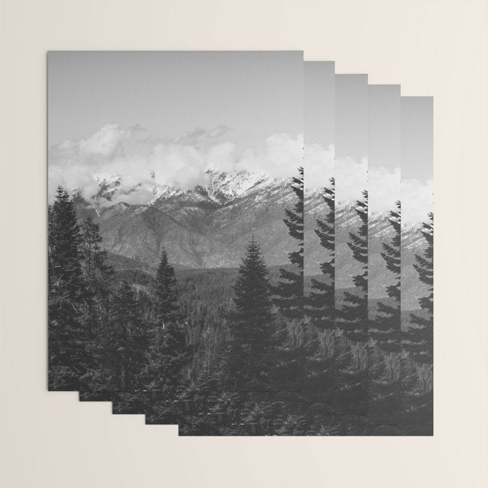 Snow Capped Sierras - Black and White Nature Photography Wrapping Paper Gallery Image 3