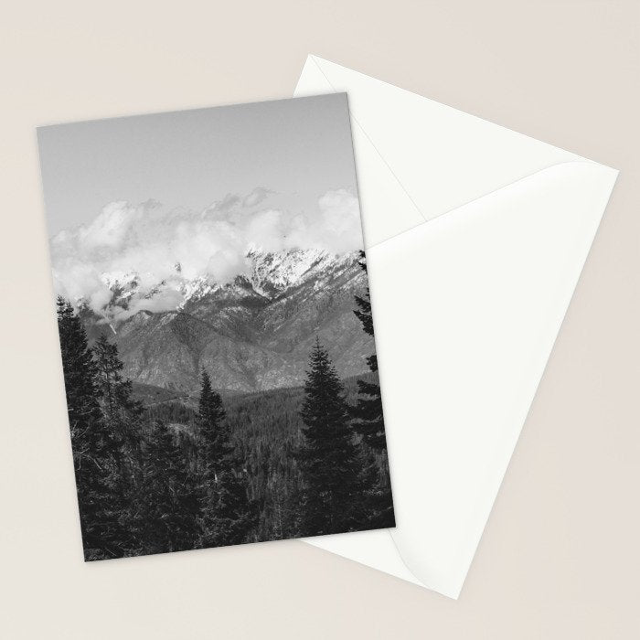 Snow Capped Sierras - Black and White Nature Photography Stationery Card Gallery Image 2