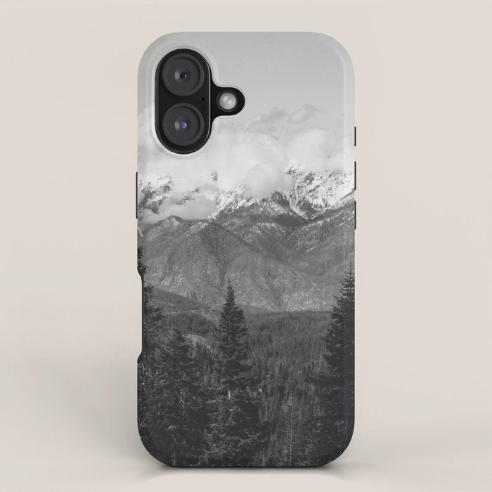 Snow Capped Sierras - Black and White Nature Photography iPhone Case Gallery Image 1