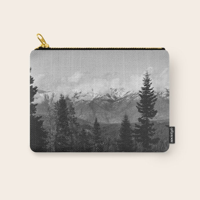 Snow Capped Sierras - Black and White Nature Photography Carry All Pouch Gallery Image 1