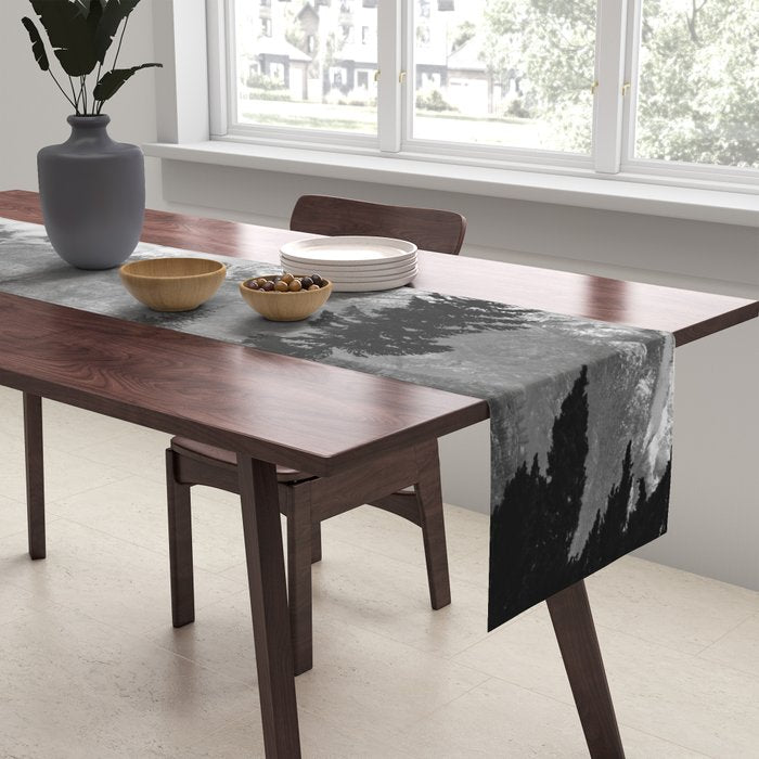 Snow Capped Sierras - Black and White Nature Photography Table Runner Gallery Image 2