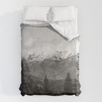 Snow Capped Sierras - Black and White Nature Photography Duvet Cover Gallery Image 6