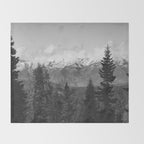 Snow Capped Sierras - Black and White Nature Photography Throw Blanket Gallery Image 2