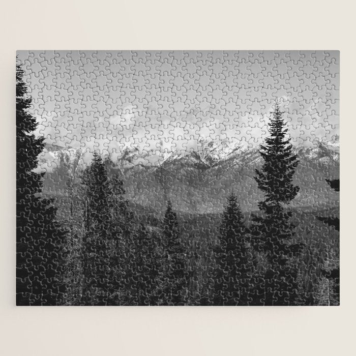 Snow Capped Sierras - Black and White Nature Photography Jigsaw Puzzle Gallery Image 1