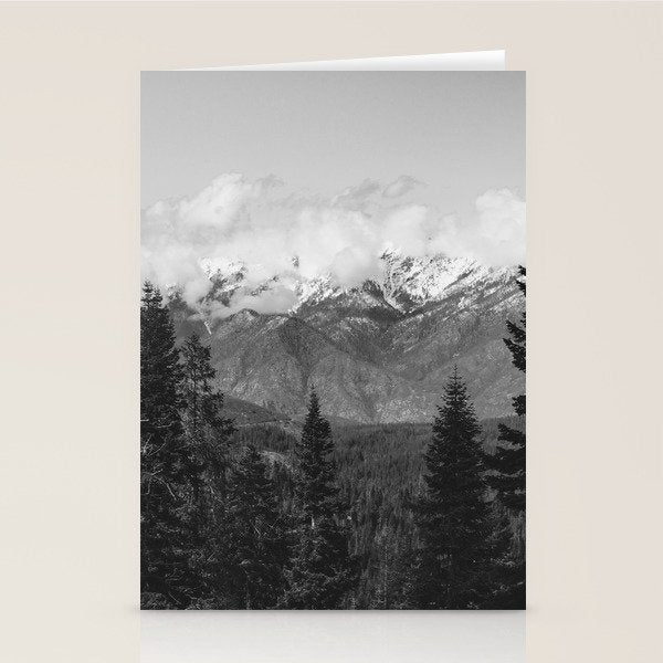 Snow Capped Sierras - Black and White Nature Photography Stationery Card Gallery Image 2