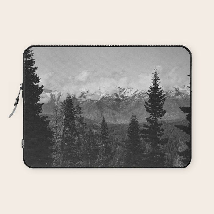 Snow Capped Sierras - Black and White Nature Photography Laptop Sleeve Gallery Image 1