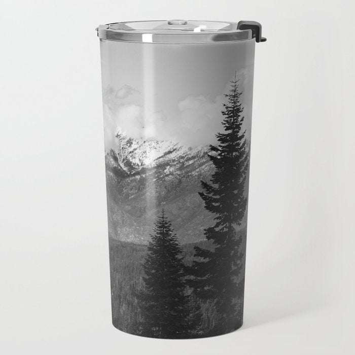Snow Capped Sierras - Black and White Nature Photography Travel Mug Gallery Image 2