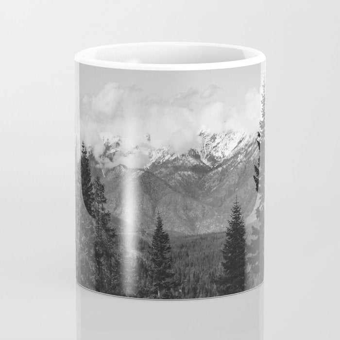 Snow Capped Sierras - Black and White Nature Photography Coffee Mug Gallery Image 4