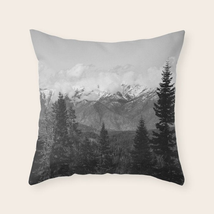 Snow Capped Sierras - Black and White Nature Photography Throw Pillow Gallery Image 6