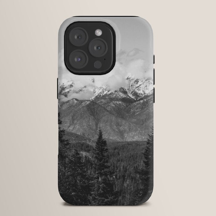 Snow Capped Sierras - Black and White Nature Photography iPhone Case Gallery Image 15