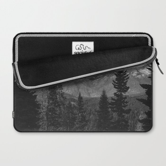 Snow Capped Sierras - Black and White Nature Photography Laptop Sleeve Gallery Image 2
