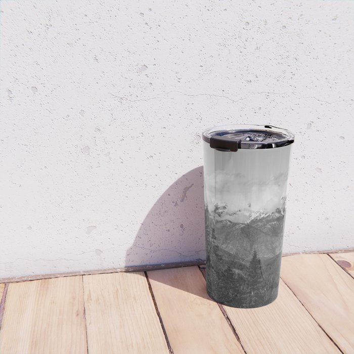 Snow Capped Sierras - Black and White Nature Photography Travel Mug Gallery Image 4