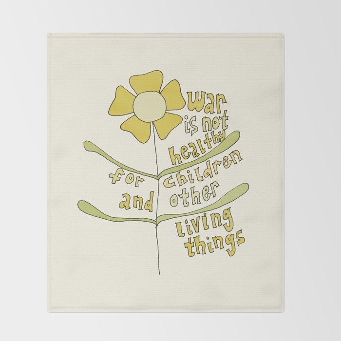 war is not healthy // retro art by surfy birdy Throw Blanket Gallery Image 2