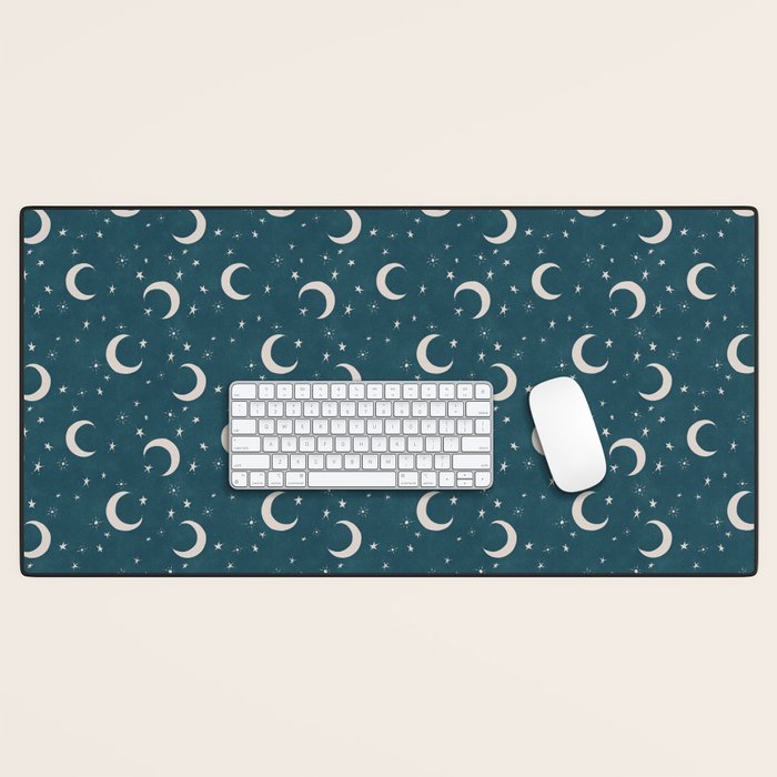 Goodnight Sky - silver moon Desk Mat Gallery Image 1