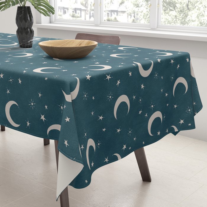 Goodnight Sky - silver moon Tablecloth Gallery Image 3