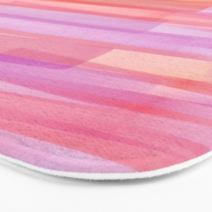 Abstract Watercolor Waves in Pink Sunset Bath Mat Gallery Image 3