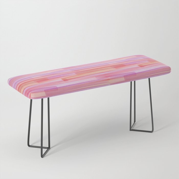Abstract Watercolor Waves in Pink Sunset Bench Gallery Image 1
