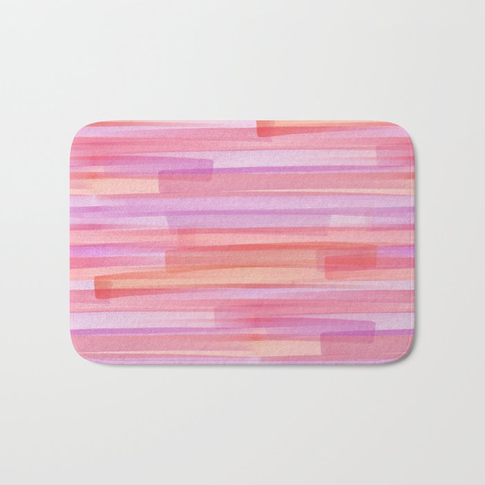 Abstract Watercolor Waves in Pink Sunset Bath Mat Gallery Image 1