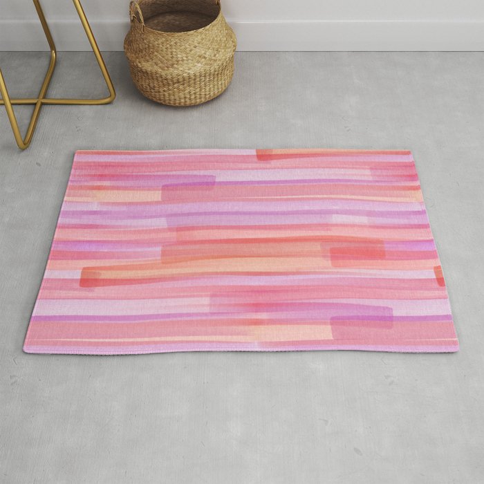 Abstract Watercolor Waves in Pink Sunset Rug Gallery Image 1