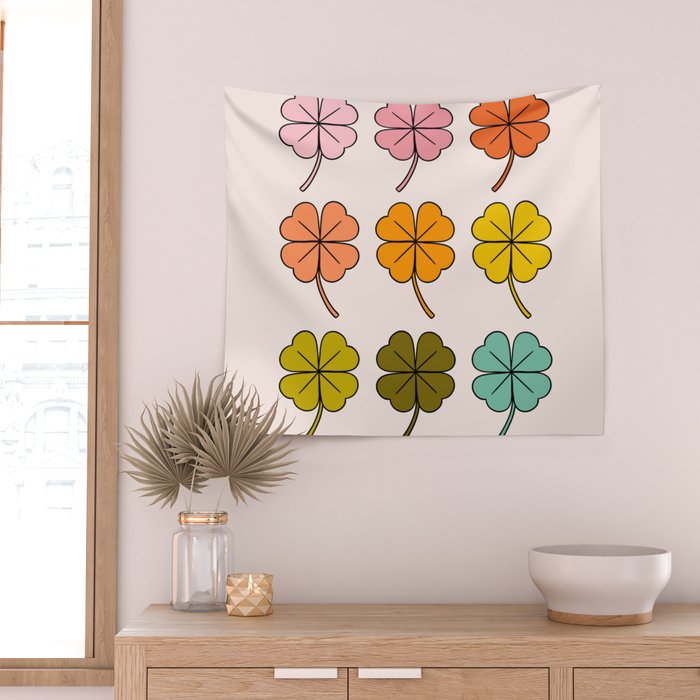 Rainbow Clovers Wall Tapestry Gallery Image 2