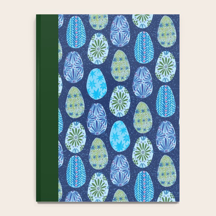 Colorful Folk Art Easter Eggs in Teal & Navy Blue Notebook Gallery Image 4