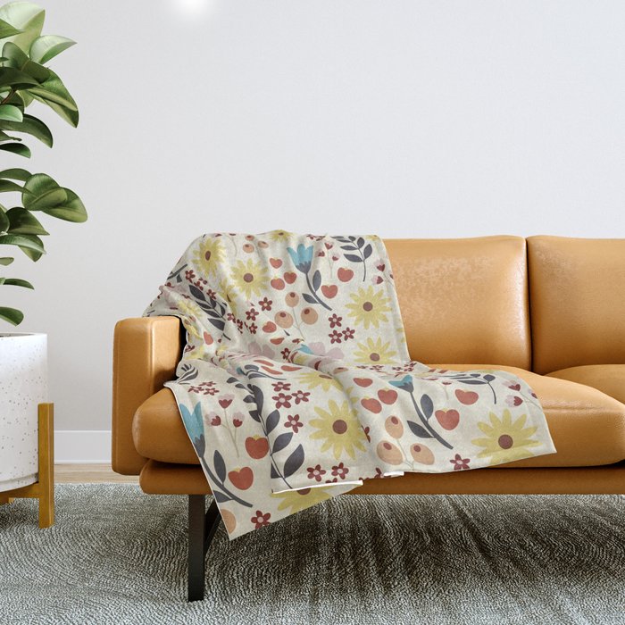 Wild flowers pattern Throw Blanket Gallery Image 1