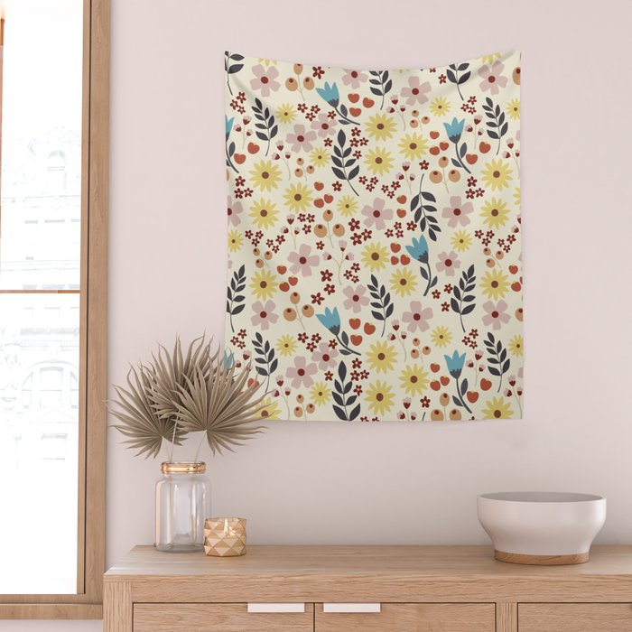 Wild flowers pattern Wall Tapestry Gallery Image 2