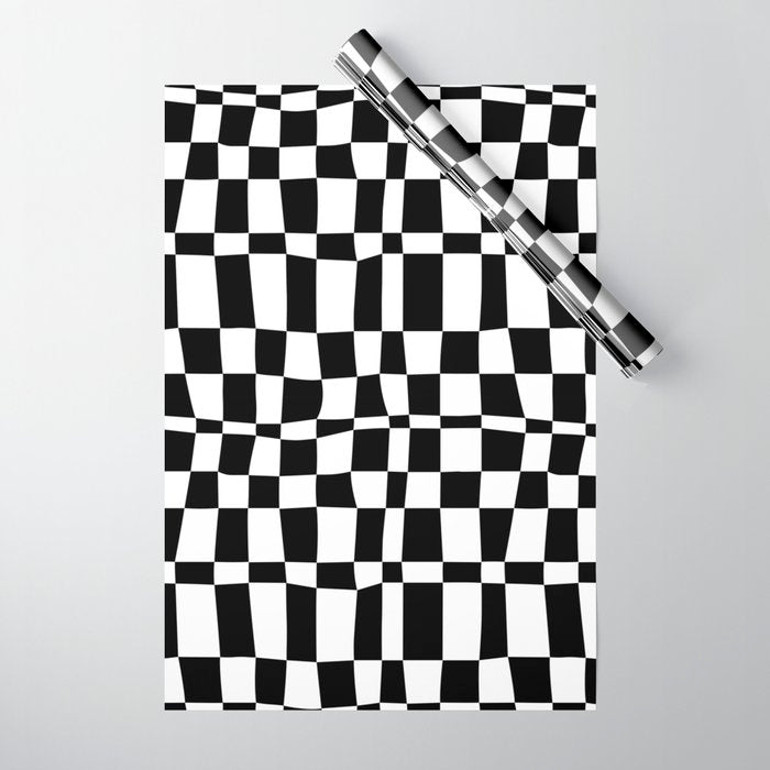 Retro black and white chackered pattern  Wrapping Paper Gallery Image 1
